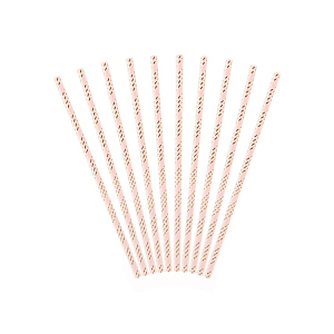 Трубочки бумажные Party Deco, розово-золотые, 10 шт